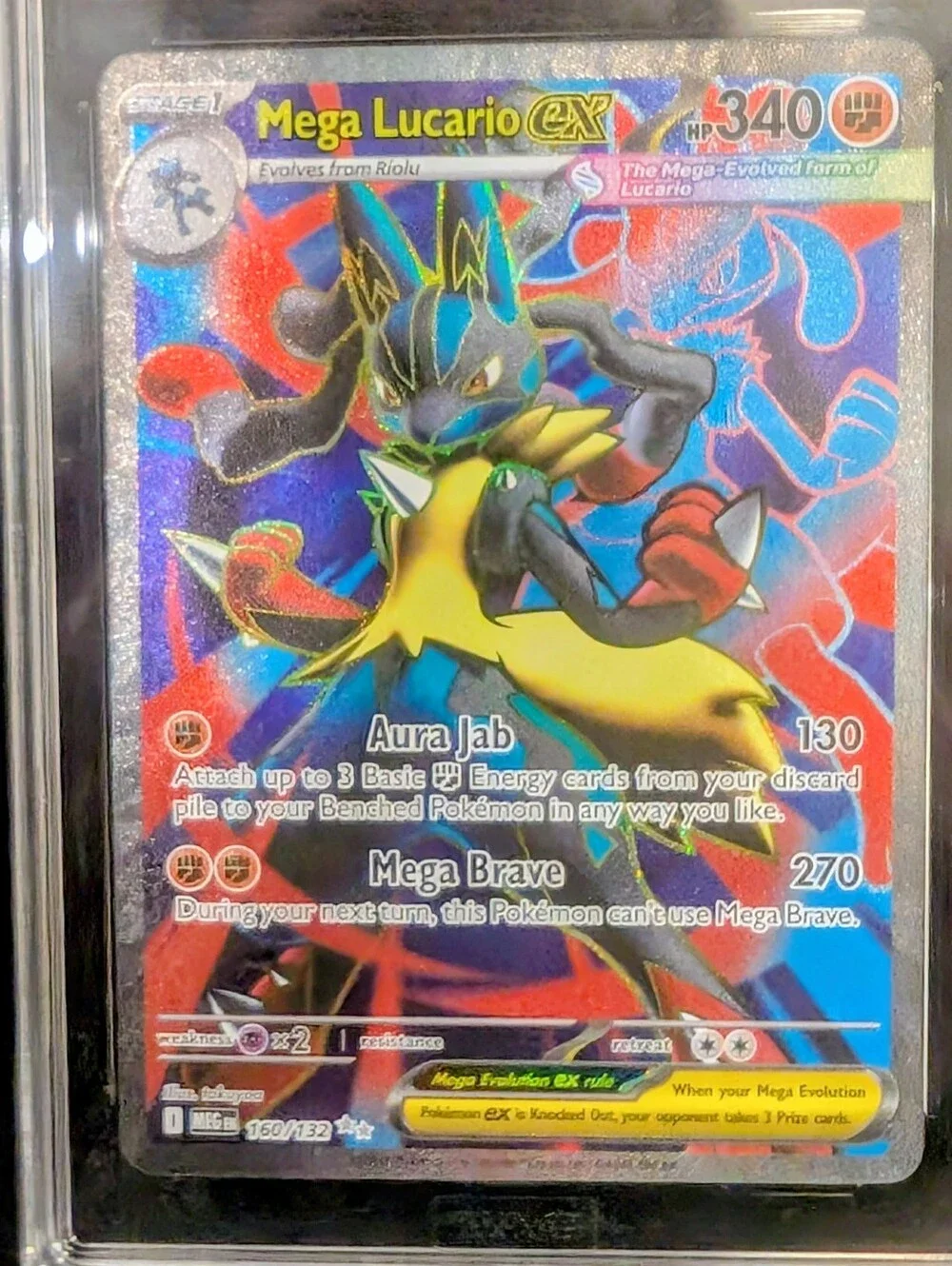 Mega Lucario EX #160/132 Tag Gem Mint 10 Mega Evolution Graded Pokemon Card